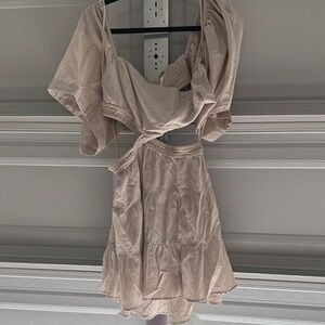 Free People Chic Beige Tiered Dress